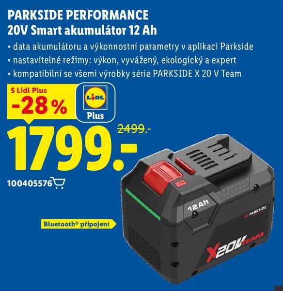 PARKSIDE PERFORMANCE 20V Smart akumulátor 12 Ah