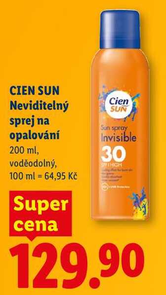 CIEN SUN Neviditelný sprej na opalování, 200 ml