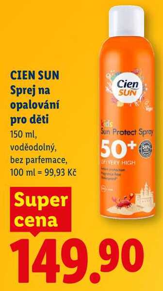 CIEN SUN Sprej na opalování pro děti, 150 ml Lidl