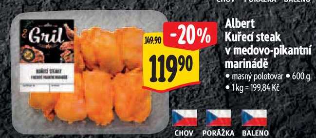Albert Kuřecí steak v medovo-pikantní marinádě, 600 g
