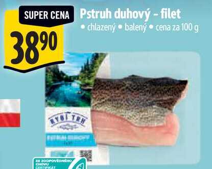 Pstruh duhový - filet, cena za 100 g