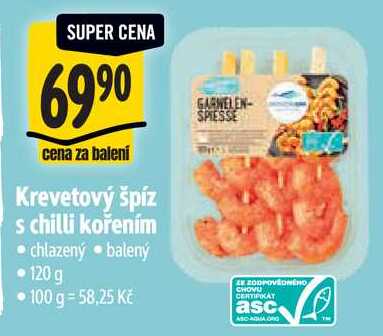 Krevetový špíz s chilli kořením, 120 g