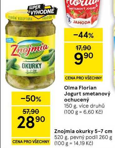 Znojmia okurky 5-7 cm, 520 g. pevný podíl 260 g 