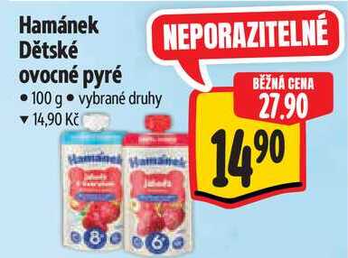 Hamánek Dětské ovocné pyré, 100 g Albert