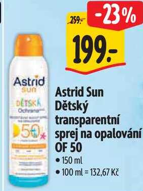 Astrid Sun Dětský transparentní sprej na opalování OF 50, 150 ml Albert