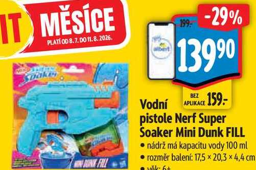 Vodní pistole Nerf Super Soaker Mini Dunk FILL Albert
