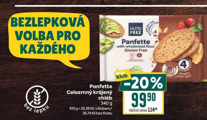 Panfette Celozrnný krájený chléb 340 g