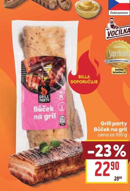 Grill party Bůček na gril cena za 100 g 