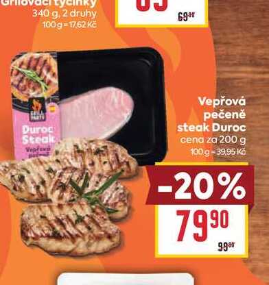 Vepřová pečeně steak Duroc cena za 200 g