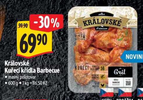 Královské Kuřecí křídla Barbecue, 600 g