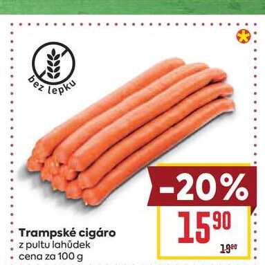 Trampské cigáro z pultu lahůdek cena za 100 g