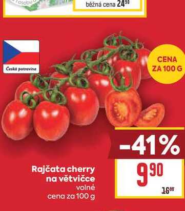 Rajčata cherry na větvičce volně cena za 100 g 