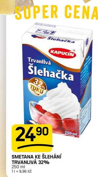 SMETANA KE ŠLEHÁNÍ TRVANLIVÁ 32% 250 ml