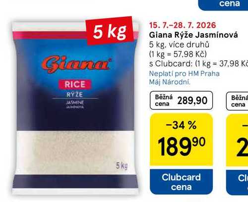 Giana Rýže Jasmínová, 5 kg, více druhů
