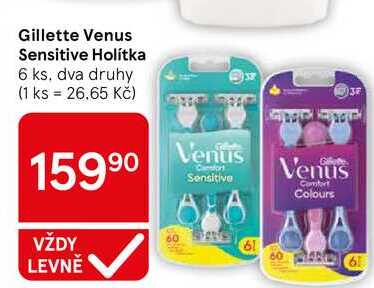 Gillette Venus Sensitive Holítka, 6 ks, dva druhy Tesco