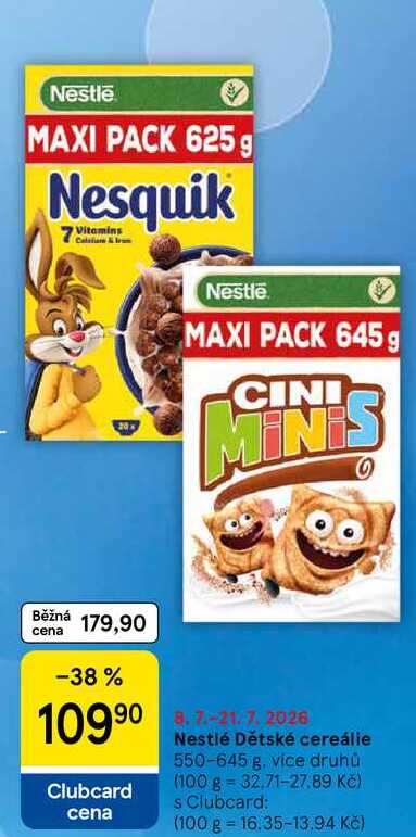 Nestlé Dětské cereálie, 550-645 g, více druhů
