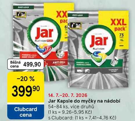 Jar Kapsle do myčky na nádobí, 54-84 ks, více druhů Tesco
