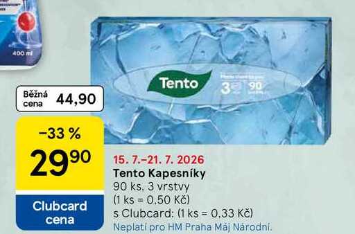 Tento Kapesníky, 90 ks, 3 vrstvy Tesco
