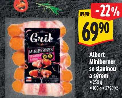 Albert Miniberner se slaninou a sýrem, 250 g 