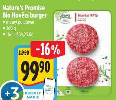 Nature's Promise Bio Hovězí burger, 260 g