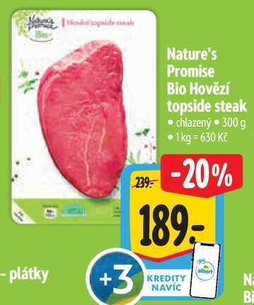 Nature's Promise Bio Hovězí topside steak, 300 g