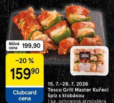 Tesco Grill Master Kuřecí špíz s klobásou, 1 kg