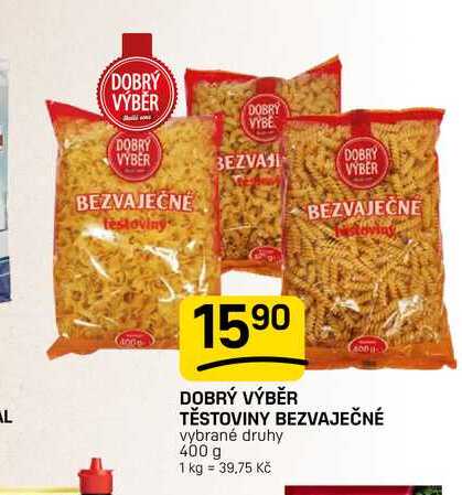 DOBRÝ VÝBĚR TĚSTOVINY BEZVAJEČNÉ vybrané druhy 400 g