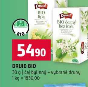 DRUID BIO 30 g čaj bylinný vybrané druhy