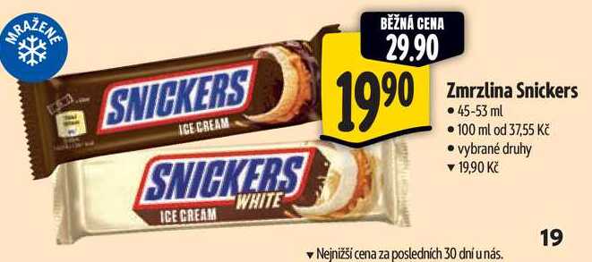Zmrzlina Snickers, 45-53 ml