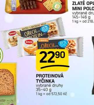 PROTEINOVÁ TYČINKA vybrané druhy 35-40 g 