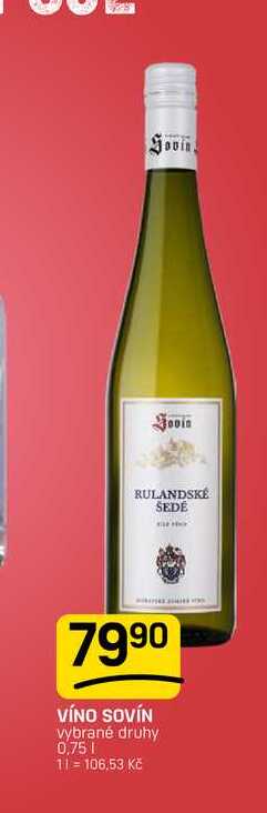 VÍNO SOVIN vybrané druhy 0,75l