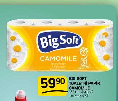 BIG SOFT TOALETNÍ PAPÍR CAMOMILE 132 m | 3vrstvý