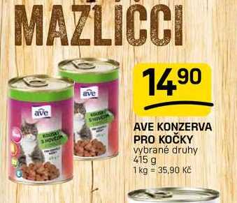 AVE KONZERVA PRO KOČKY vybrané druhy 415 g 