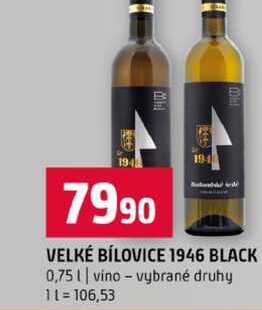 VELKÉ BÍLOVICE 1946 BLACK 0,75l vino vybrané druhy