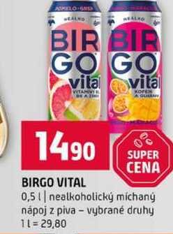 BIRGO VITAL 0,5l nealkoholický míchaný nápoj z piva vybrané druhy