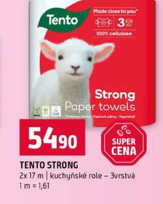 TENTO STRONG 2x 17 m kuchyňské role 3vrstvá Terno