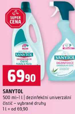 SANYTOL 500 ml-1l dezinfekční univerzální čistič vybrané druhy Terno