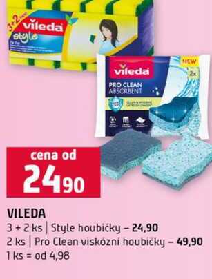 VILEDA 3+2 ks Style houbičky 2 ks Pro Clean viskózní houbičky Terno