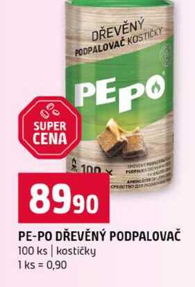 PE-PO DŘEVĚNÝ PODPALOVAČ 100 ks kostičky Terno