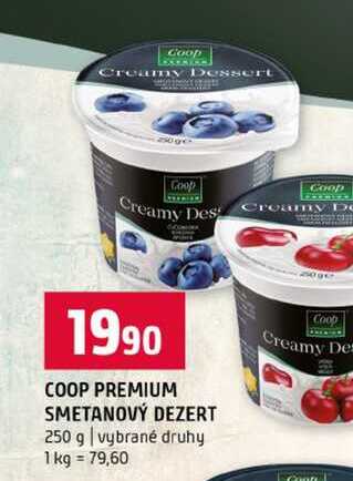 COOP PREMIUM SMETANOVÝ DEZERT 250 g vybrané druhy