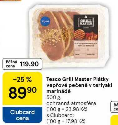 Tesco Grill Master Plátky vepřové pečeně v teriyaki marinádě, 500 g 