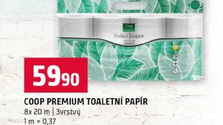 COOP PREMIUM TOALETNÍ PAPÍR 8x 20 m 3vrstvý Terno