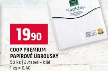 COOP PREMIUM PAPÍROVÉ UBROUSKY 50 ks 2vrstvé bilé Terno