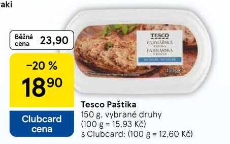 Tesco Paštika, 150 g, vybrané druhy