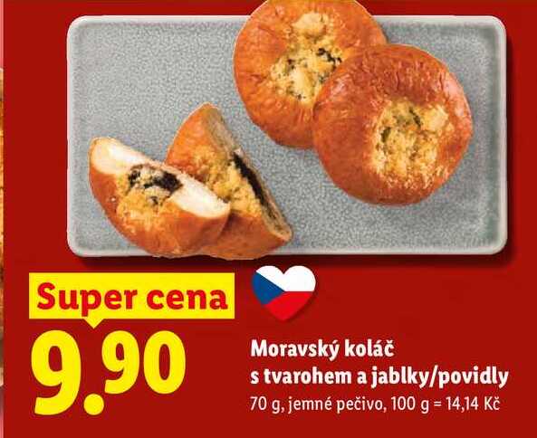 Moravský koláč s tvarohem a jablky/povidly, 70 g