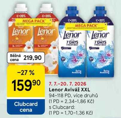 Lenor Aviváž XXL, 94-118 PD, více druhů Tesco
