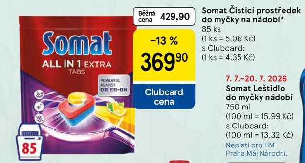 Somat Čisticí prostředek do myčky na nádobí, 85 ks Tesco