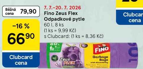 Fino Zeus Flex Odpadkové pytle, 60 l, 8 ks Tesco