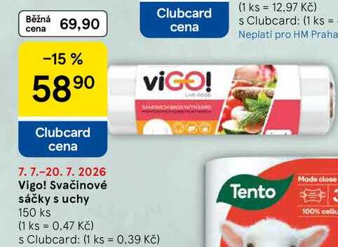 Vigo! Svačinové sáčky s uchy, 150 ks Tesco