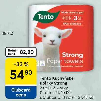 Tento Kuchyňské utěrky Strong, 2 role, 3 vrstvy Tesco